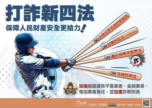 打詐四法三讀，展開打詐新篇章 全面查緝詐欺犯罪，落實罪贓返還，完善被害保護 陳揆拍板通過「打詐新四法」 為國家打詐法制建立新里程碑 有效保障人民財產安全